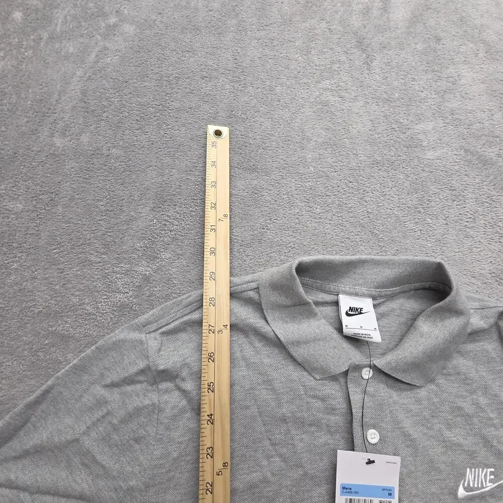 Nike Polo Shirt Mens M Gray 100% Cotton Collared Short Sleeve Logo Embroidered